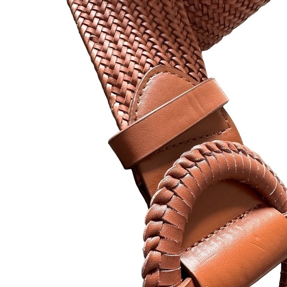 Wide Braided Round Buckle Synthetic Leather Belt, M/L - Picture 4 of 6